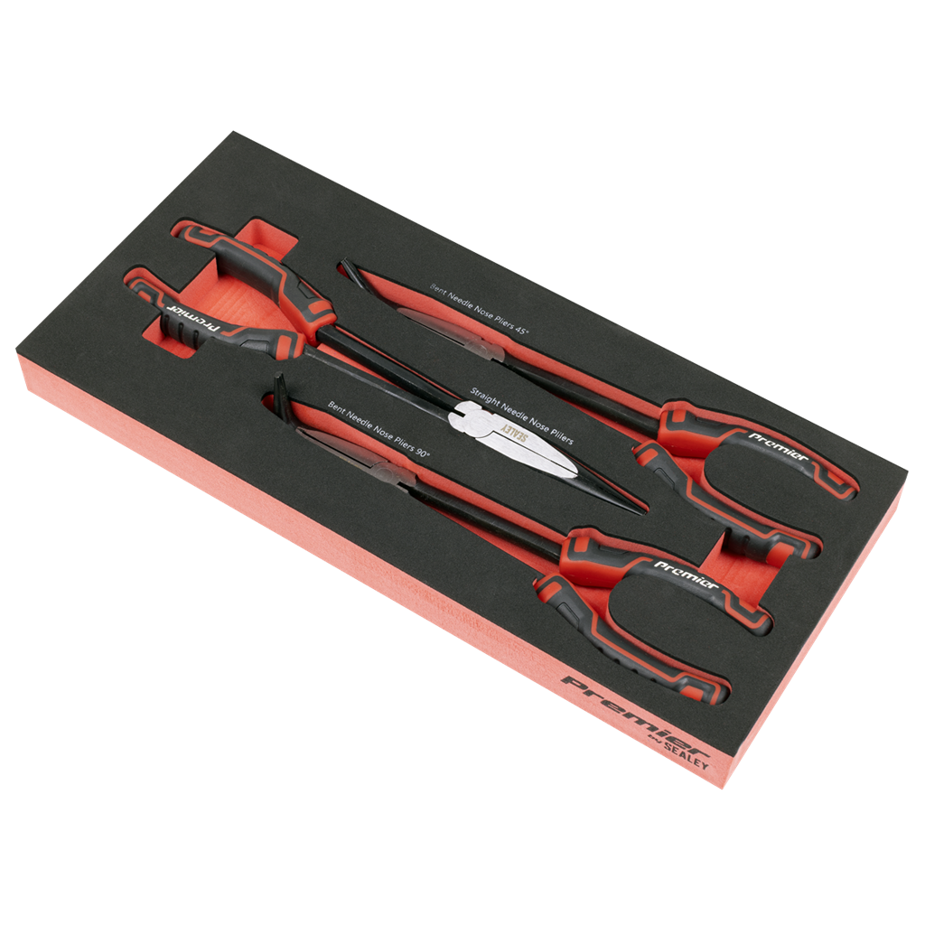 Premier Long Needle Nose Pliers Set with Tool Tray 3pc