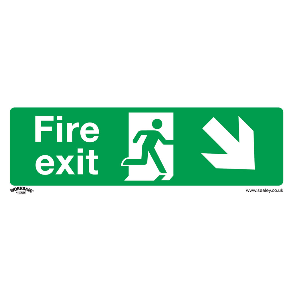 Worksafe&#174; Fire Exit (Down Right) Safety Sign - Self-Adhesive Vinyl