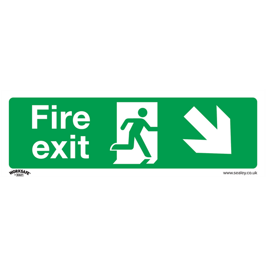 Worksafe&#174; Fire Exit (Down Right) Safety Sign - Self-Adhesive Vinyl