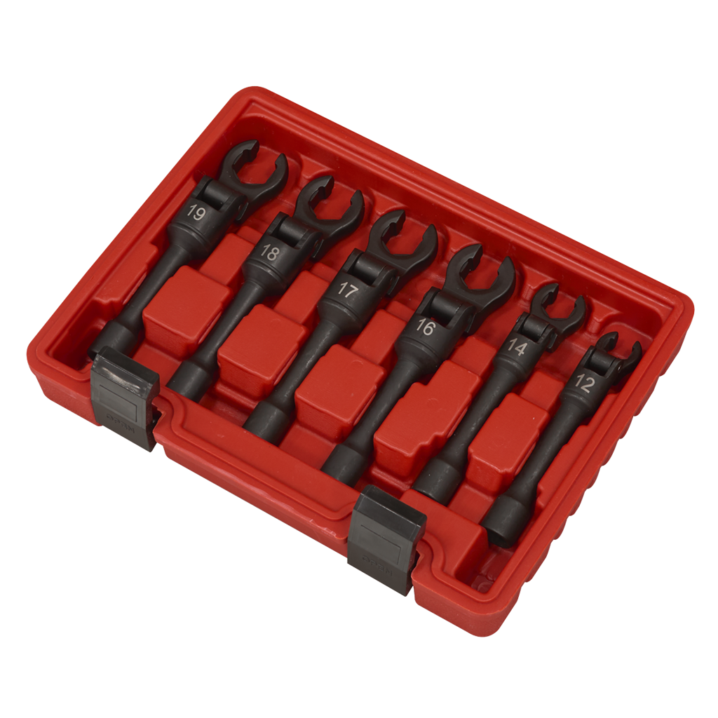 Flexi-Head Flare Nut Diesel Injection Wrench Set 6pc 3/8"Sq Drive