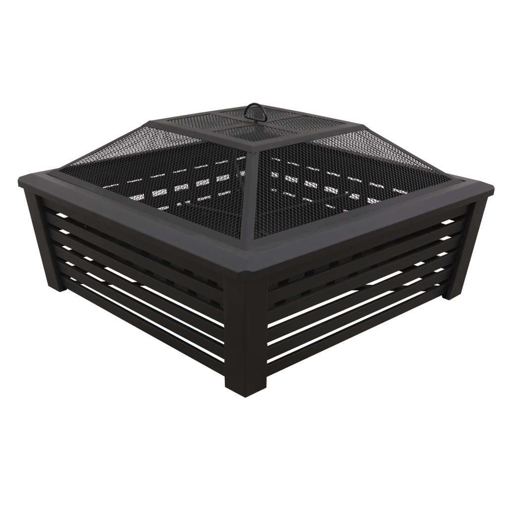 Dellonda 89cm Square Outdoor Fire Pit, Black