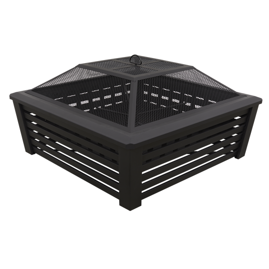 Dellonda 89cm Square Outdoor Fire Pit, Black