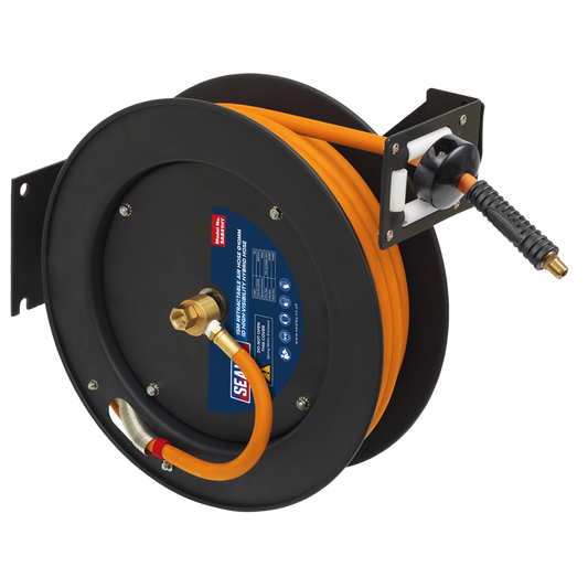 15m Retractable High-Visibility Hybrid Air Hose with Steel Reel 10mm ID