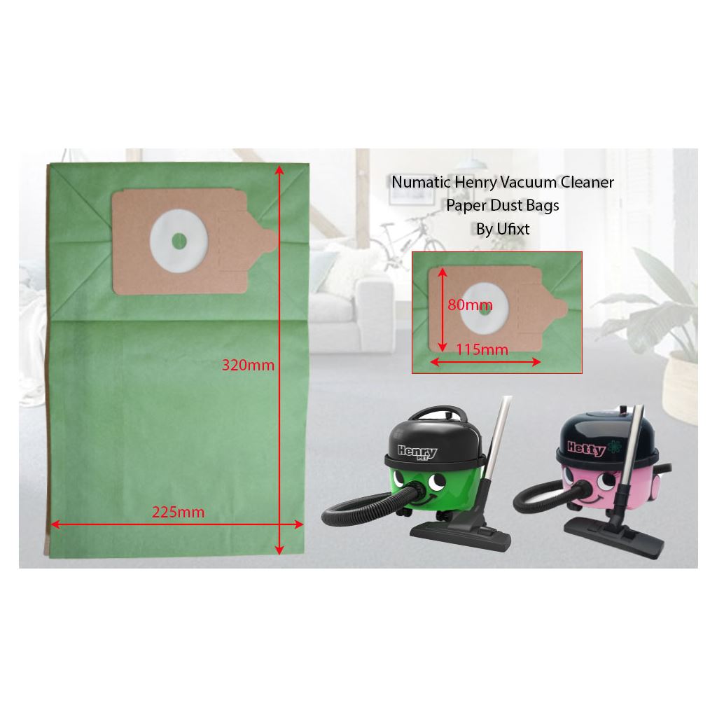 Fits Numatic Henry Hetty James Charles Harry Vacuum Cleaner Dust Paper Bags x10 – Compatible by Ufixt