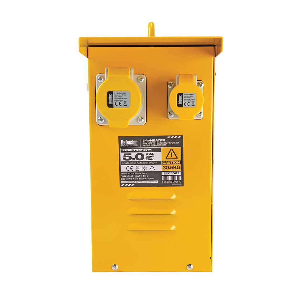 Defender 5kVA Metal Heater Transformer 16A / 32A - 110V