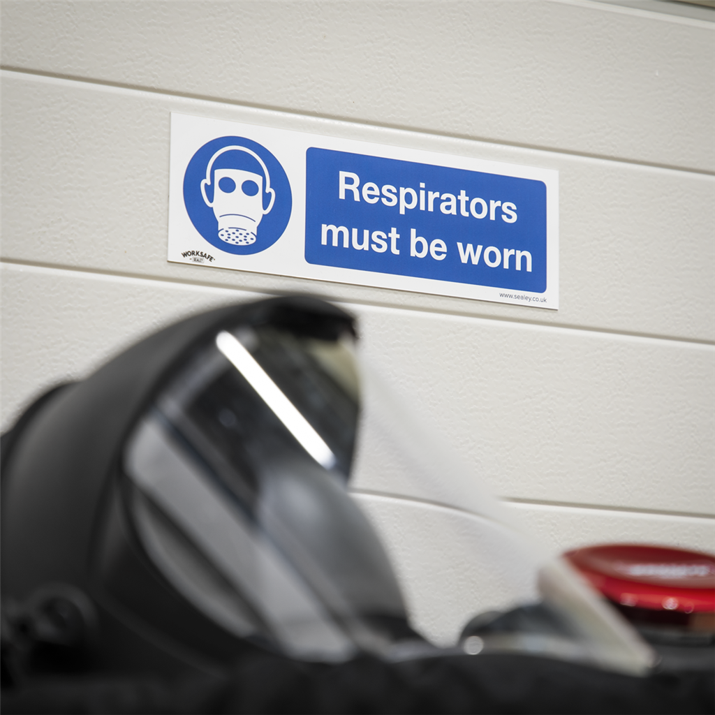 Worksafe&#174; Respirators Must Be Worn Safety Sign - Self-Adhesive Vinyl