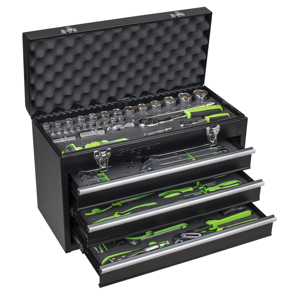 Siegen Portable Tool Chest 3 Drawer with Tool Kit 98pc