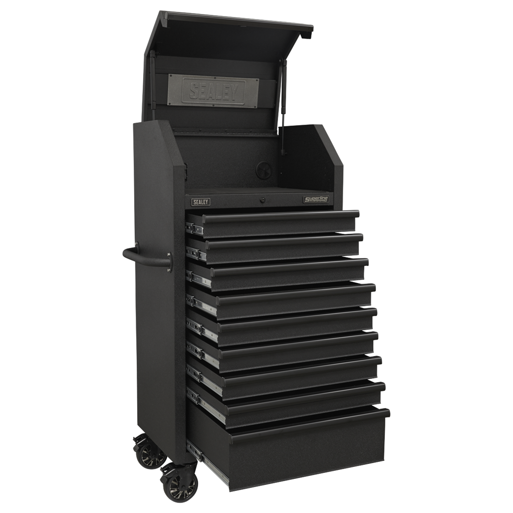 Superline PRO&#174; Black Edition Tower Cabinet with 9 Soft Close Drawers & Power Bar 690mm