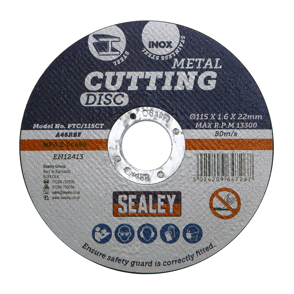 115 x 1.6mm Cutting Disc 22mm Bore - Pack of 50