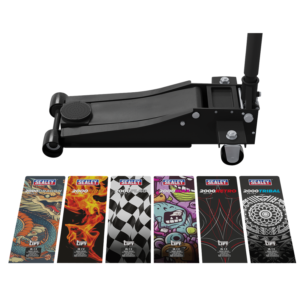 Low Profile Custom Design Trolley Jack with Rocket Lift 2 Tonne - Black
