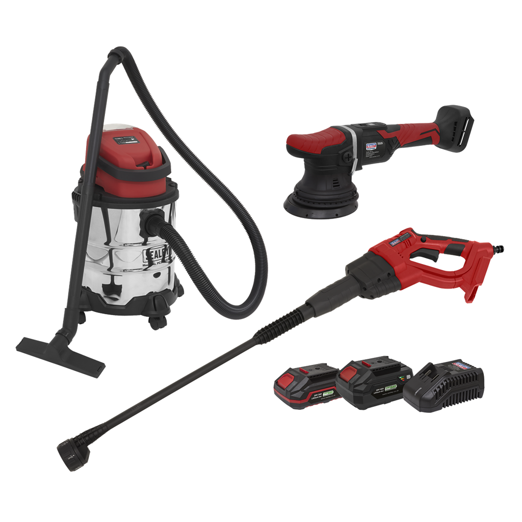 3 x SV20 Series Cordless Power Tool Car Valeting Kit 20V - 2 Batteries