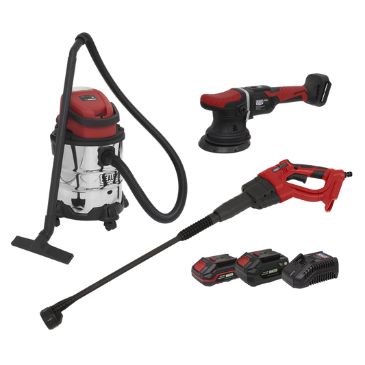 3 x SV20 Series Cordless Power Tool Car Valeting Kit 20V - 2 Batteries