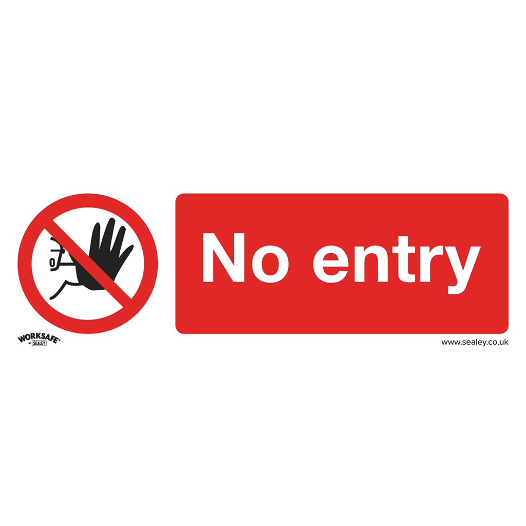 Worksafe&#174; No Entry Safety Sign, Self-Adhesive Vinyl - Pack of 10