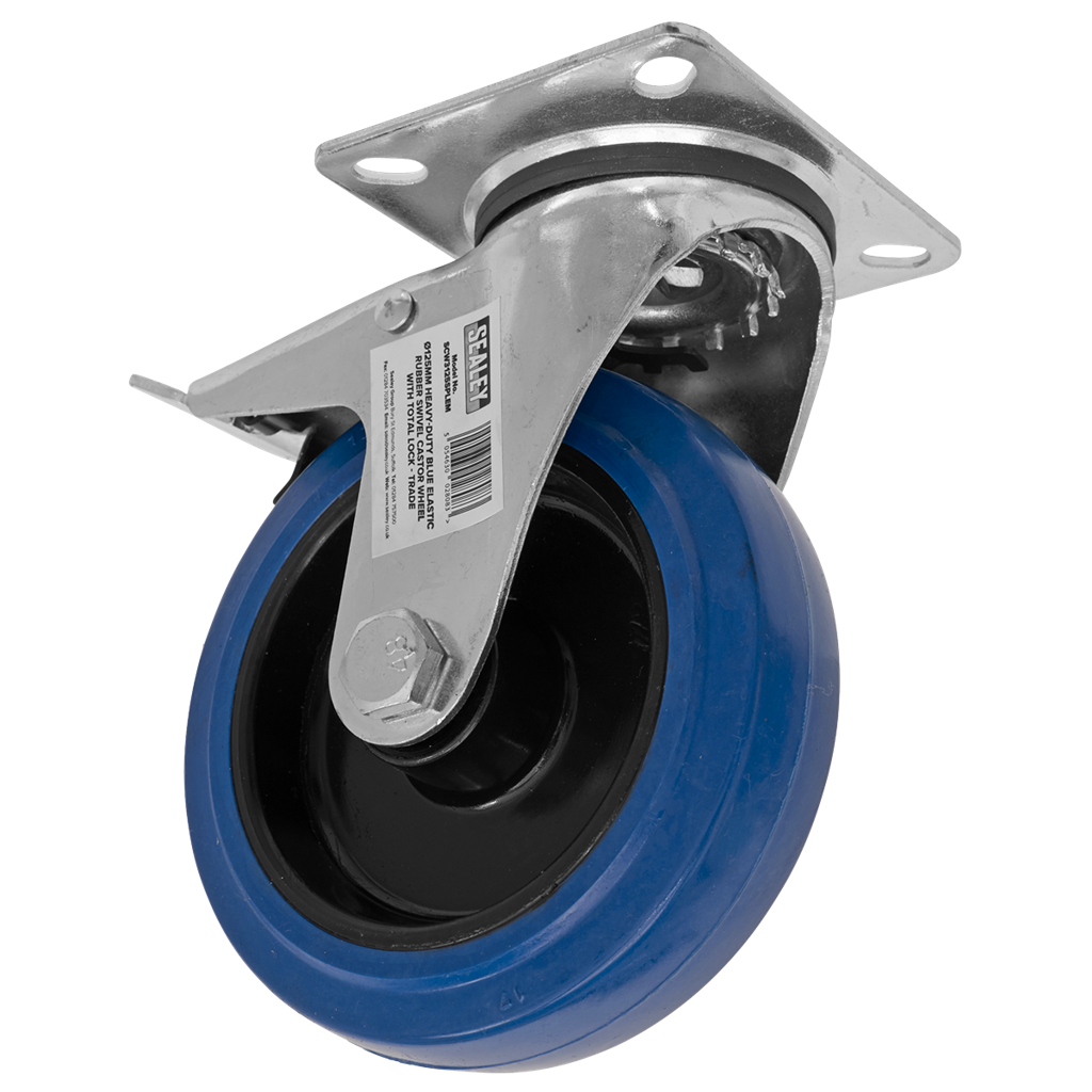 125mm Castor Wheel with Swivel Plate & Total Lock