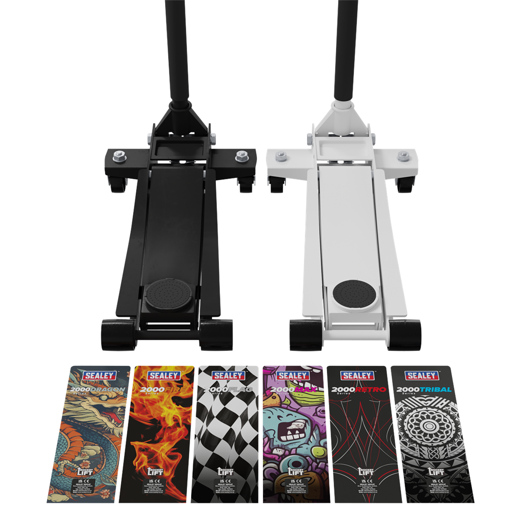 Low Profile Custom Design Trolley Jack with Rocket Lift 2 Tonne - Black