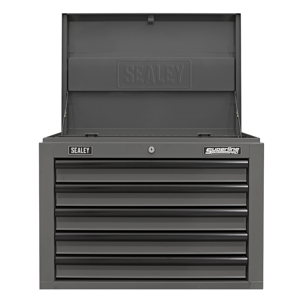 Topchest 5 Drawer with Ball-Bearing Slides - Grey/Black