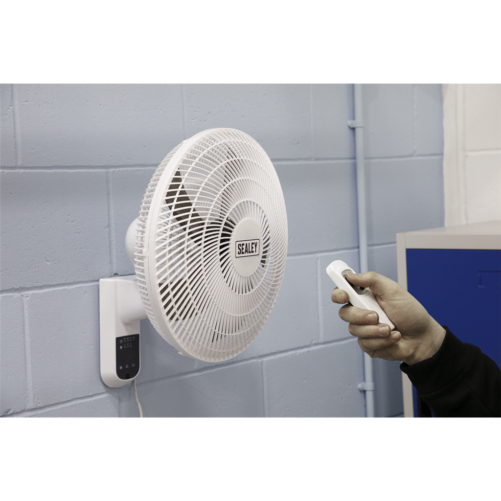 3-Speed Wall Fan with Remote Control 16" 230V