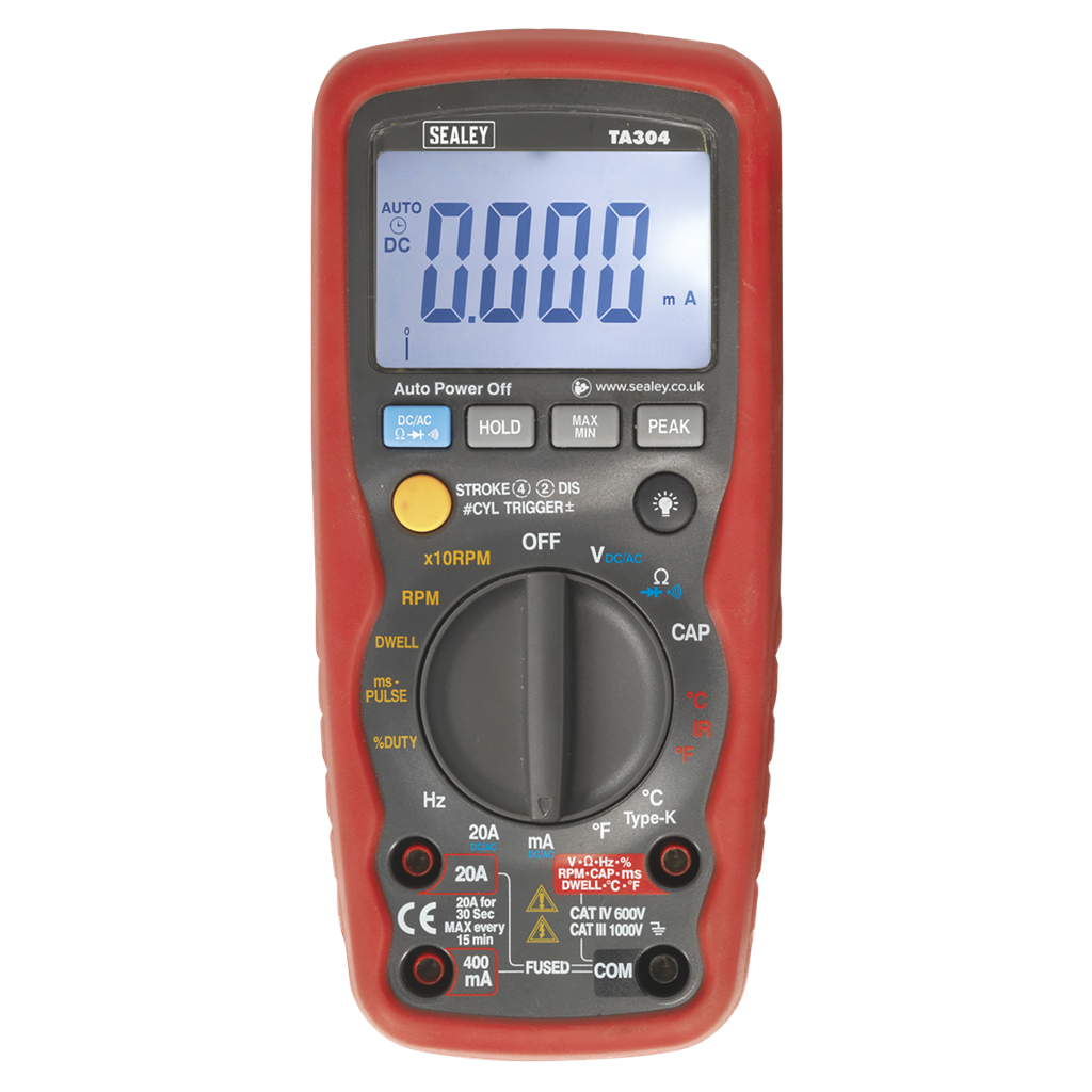 15-Function Digital Automotive Multimeter with Inductive Coupler/Infrared Temperature Probe