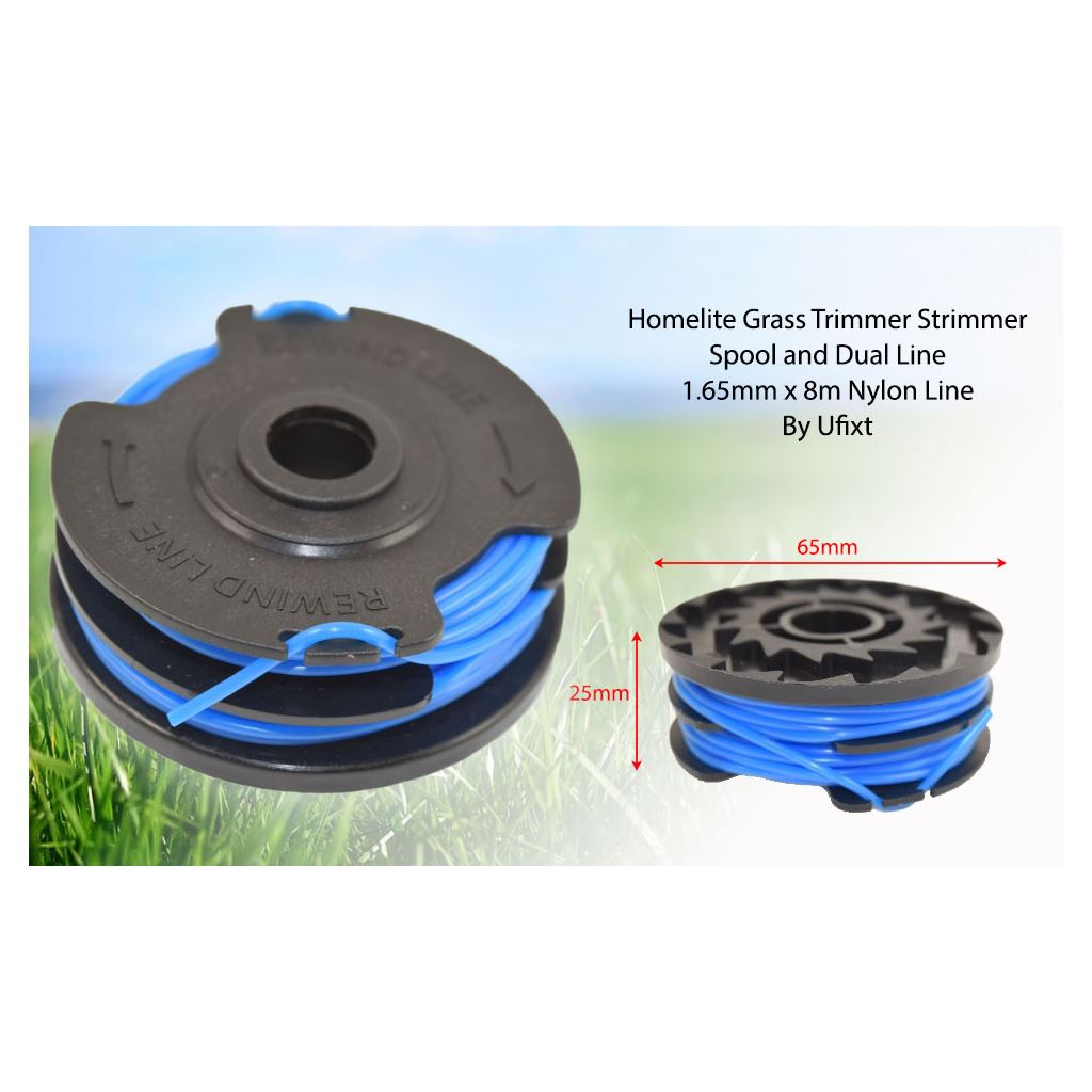 Homelite-Compatible Grass Strimmer Spool & Dual Line 1.65mm x 8m - Replacement for AC41RL3 / AC41RDLB