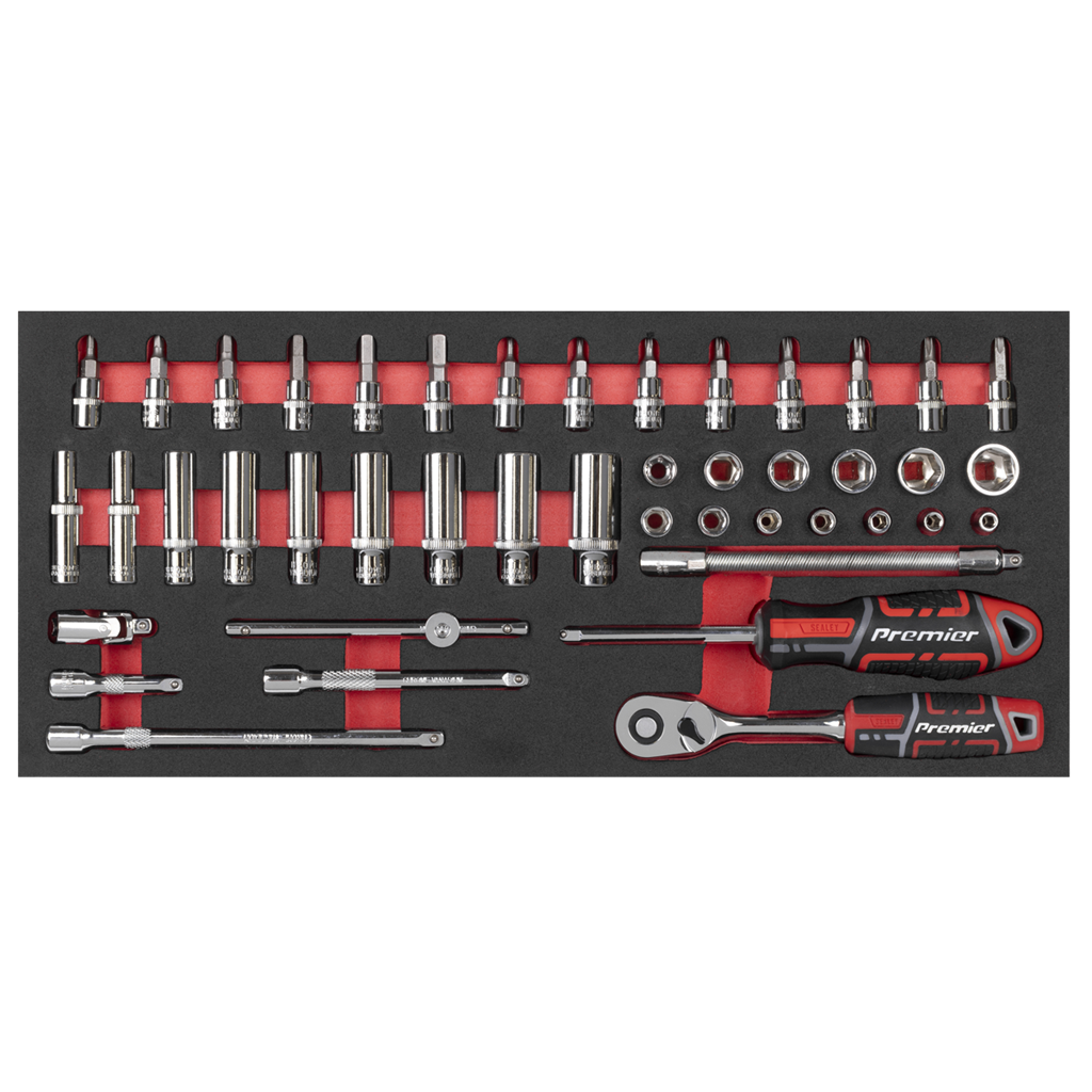 Premier Socket Set with Tool Tray 1/4"Sq Drive 44pc