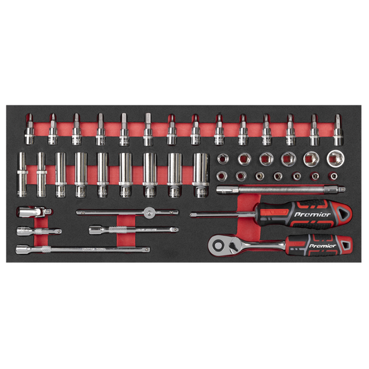 Premier Socket Set with Tool Tray 1/4"Sq Drive 44pc