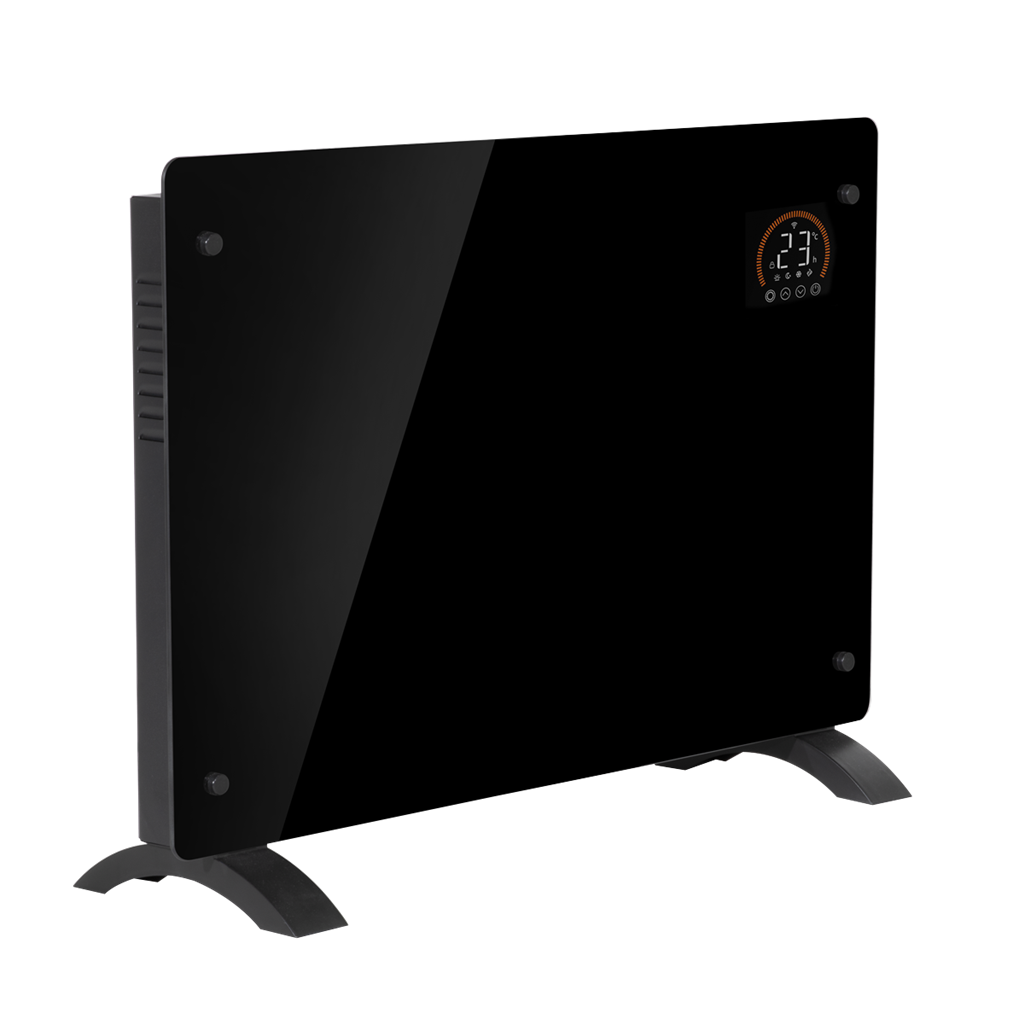 Baridi Electric Glass Panel Heater, 1500W, Thermostat Controlled 24Hr 7 Day Timer, Wi-Fi Enabled, Remote Control, Black - DH137