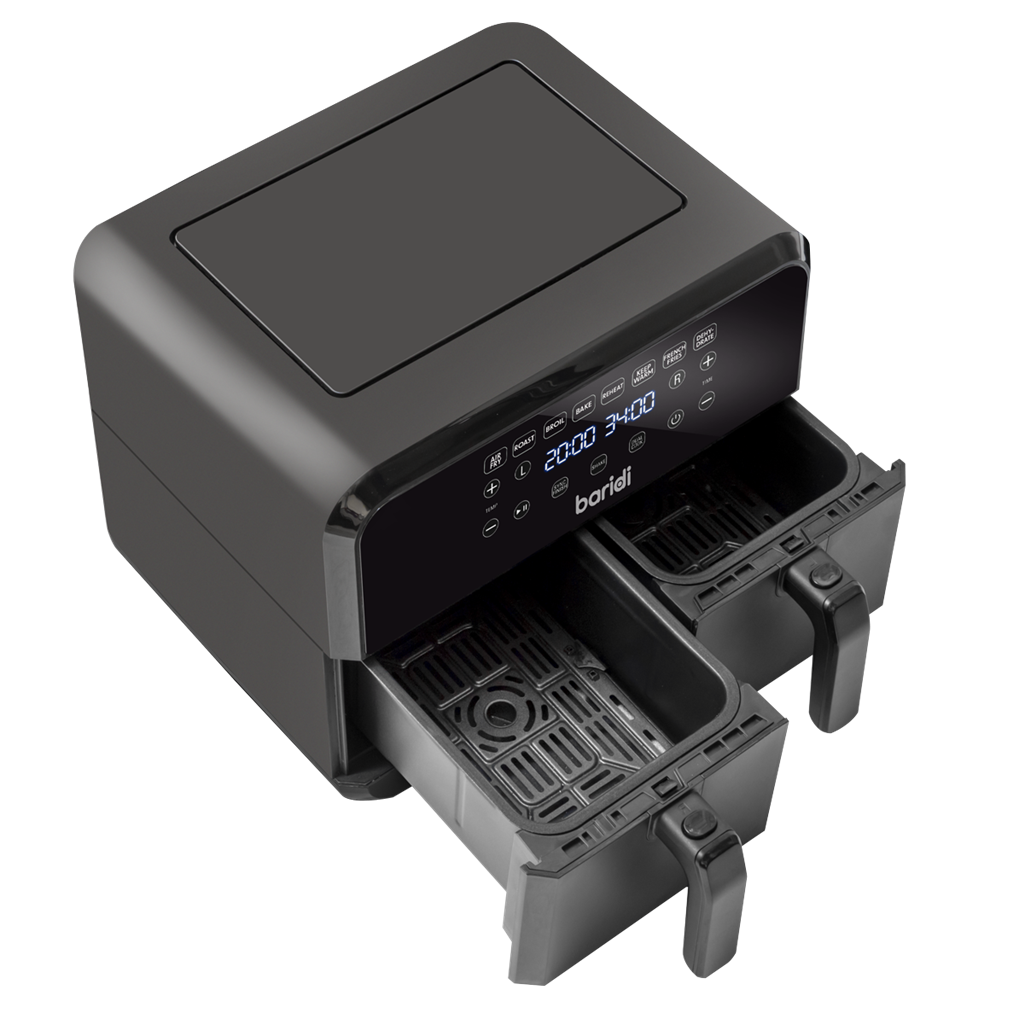 Baridi Dual Zone Air Fryer 8L with 8-in-1 Functions Touch Controls, Easy-Clean, Black - DH172
