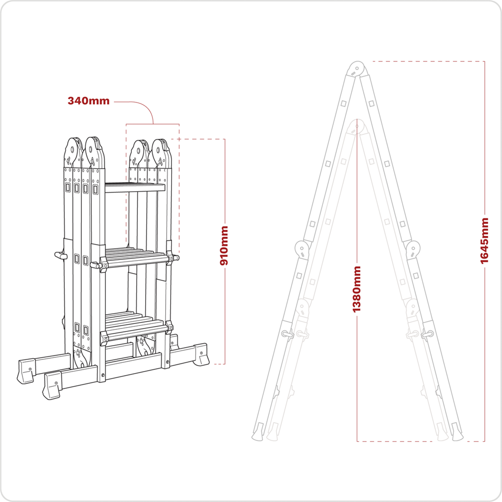 Aluminium Multipurpose Adjustable-Height Ladder - BS EN 131