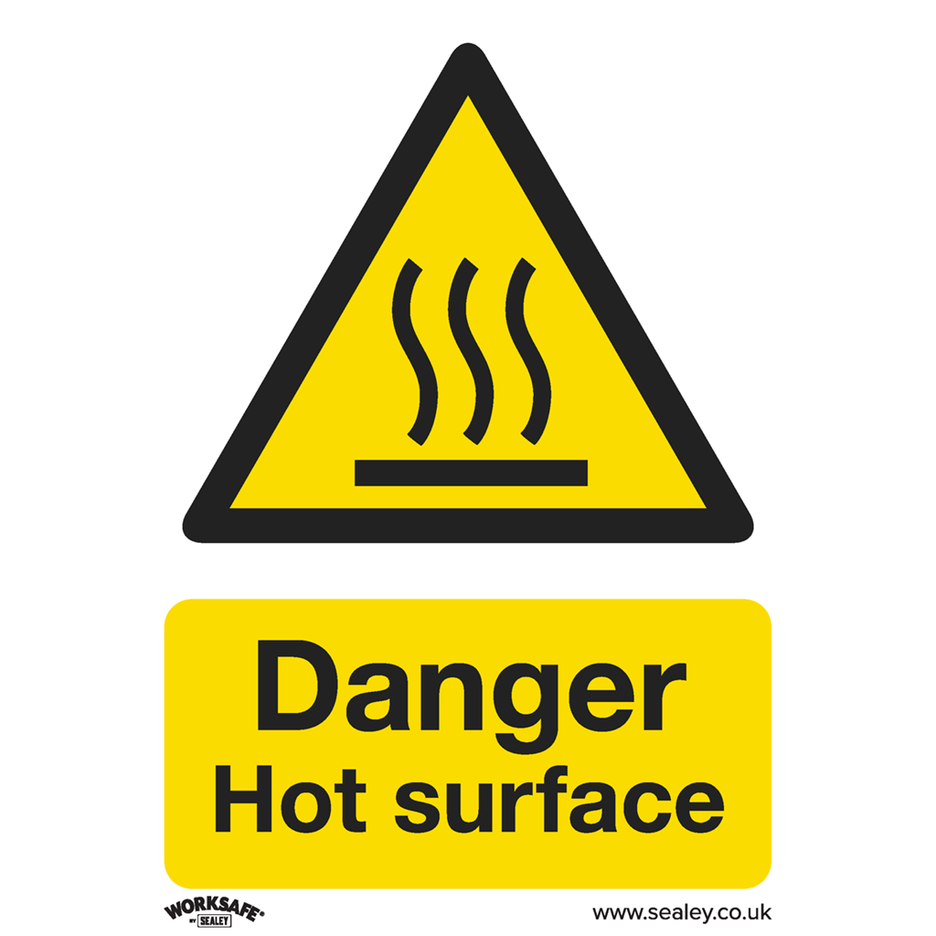 Worksafe&#174; Danger Hot Surface Safety Sign - Self-Adhesive Vinyl