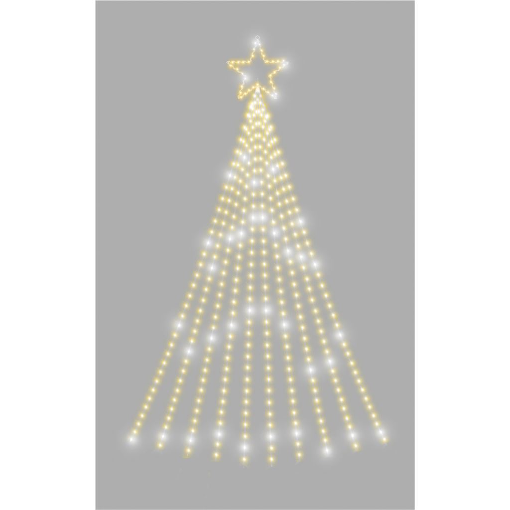 Xmas Haus Waterfall  2D Christmas Tree with Warm White LEDs, Star Top, 10% Twinkle, Timer PSU