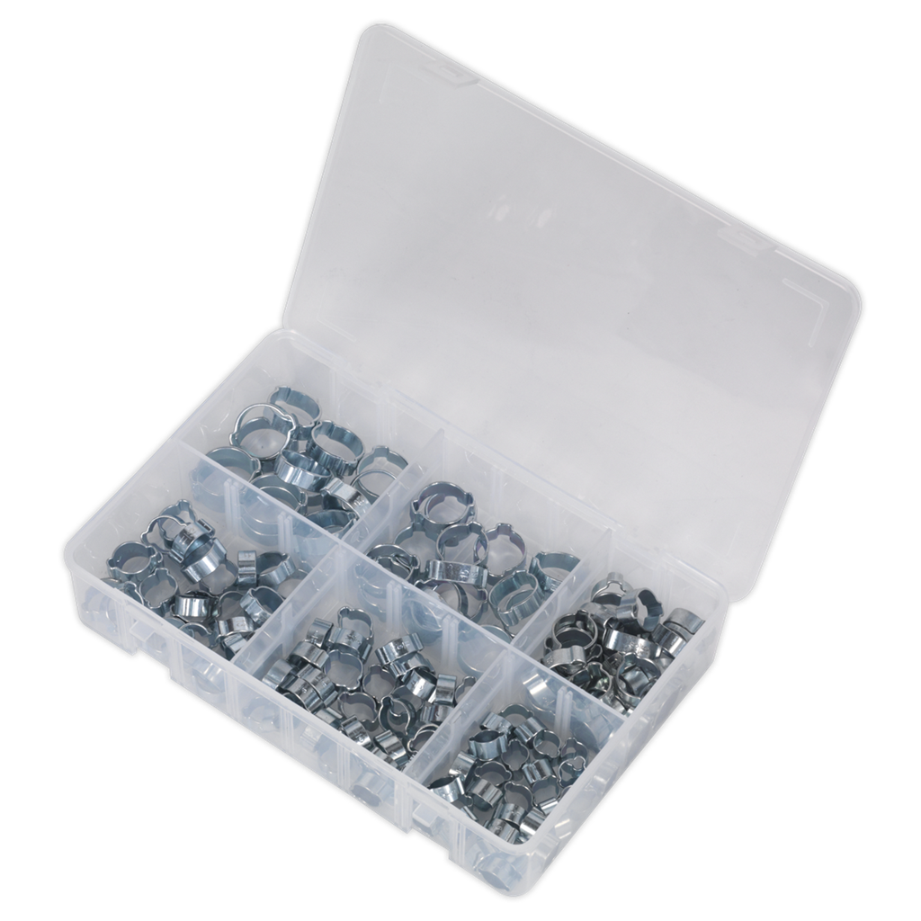 Zinc Plated O-Clip Double Ear Assortment 140pc