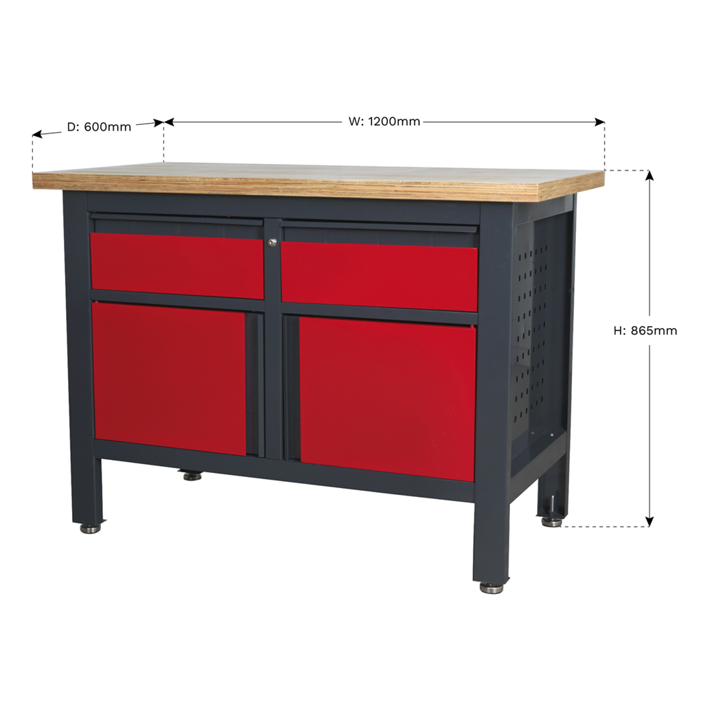 Workbench with 2 Drawers & 2 Cupboards