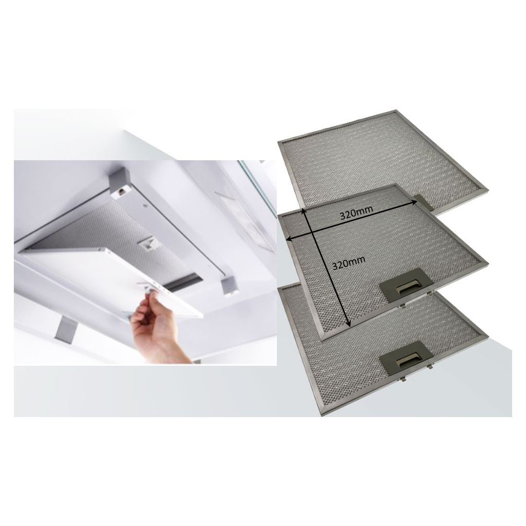 Triple Pack Universal Metal Cooker Hood Grease Filters 320mm x 320mm | Compatible Replacements by Ufixt