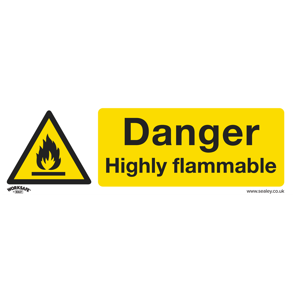 Worksafe&#174; Danger Highly Flammable Safety Sign - Rigid Plastic