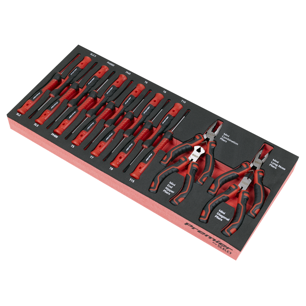 Premier Precision Screwdriver & Mini Pliers Set with Tool Tray 17pc