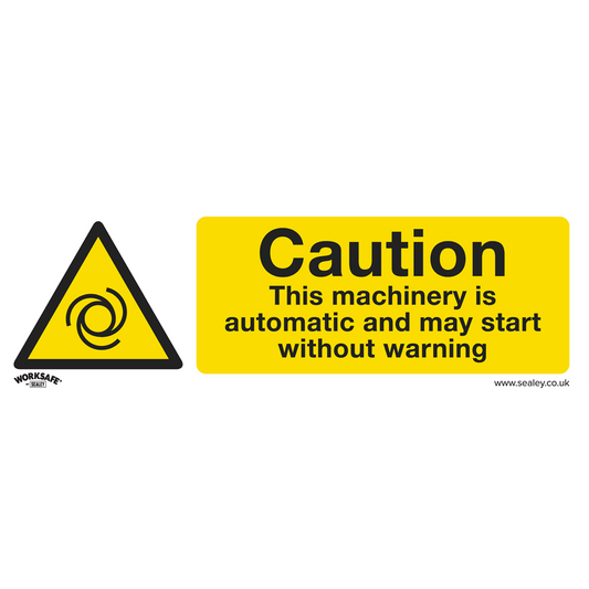 Worksafe&#174; Caution Automatic Machinery Safety Sign, Rigid Plastic - Pack of 10