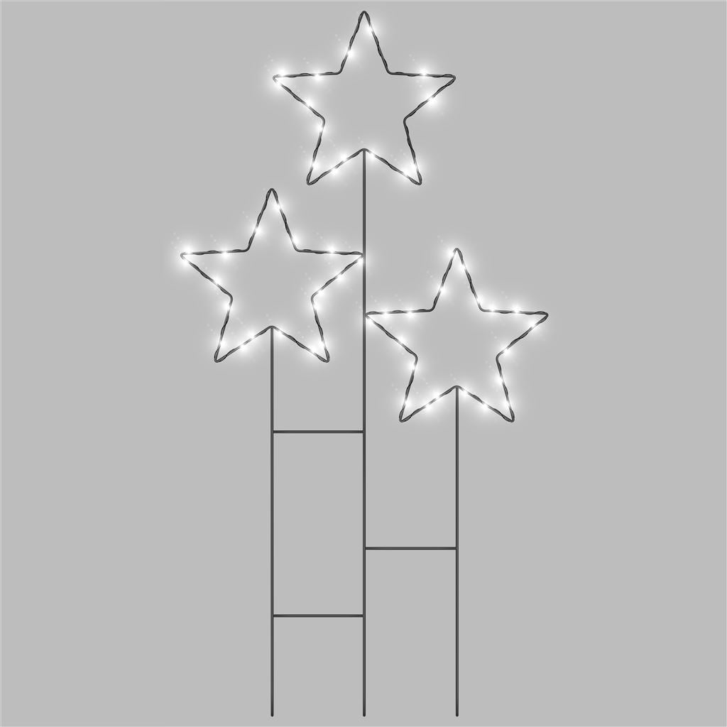 Xmas Haus Pre Lit 30 Warm White Micro LED Christmas 3 Star Cluster Design Battery Timer Power Supply