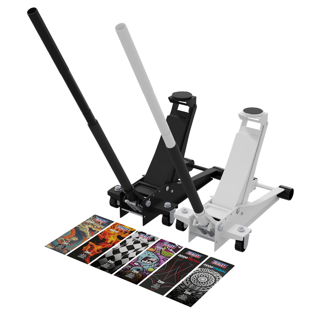 Low Profile Custom Design Trolley Jack with Rocket Lift 2 Tonne - Black