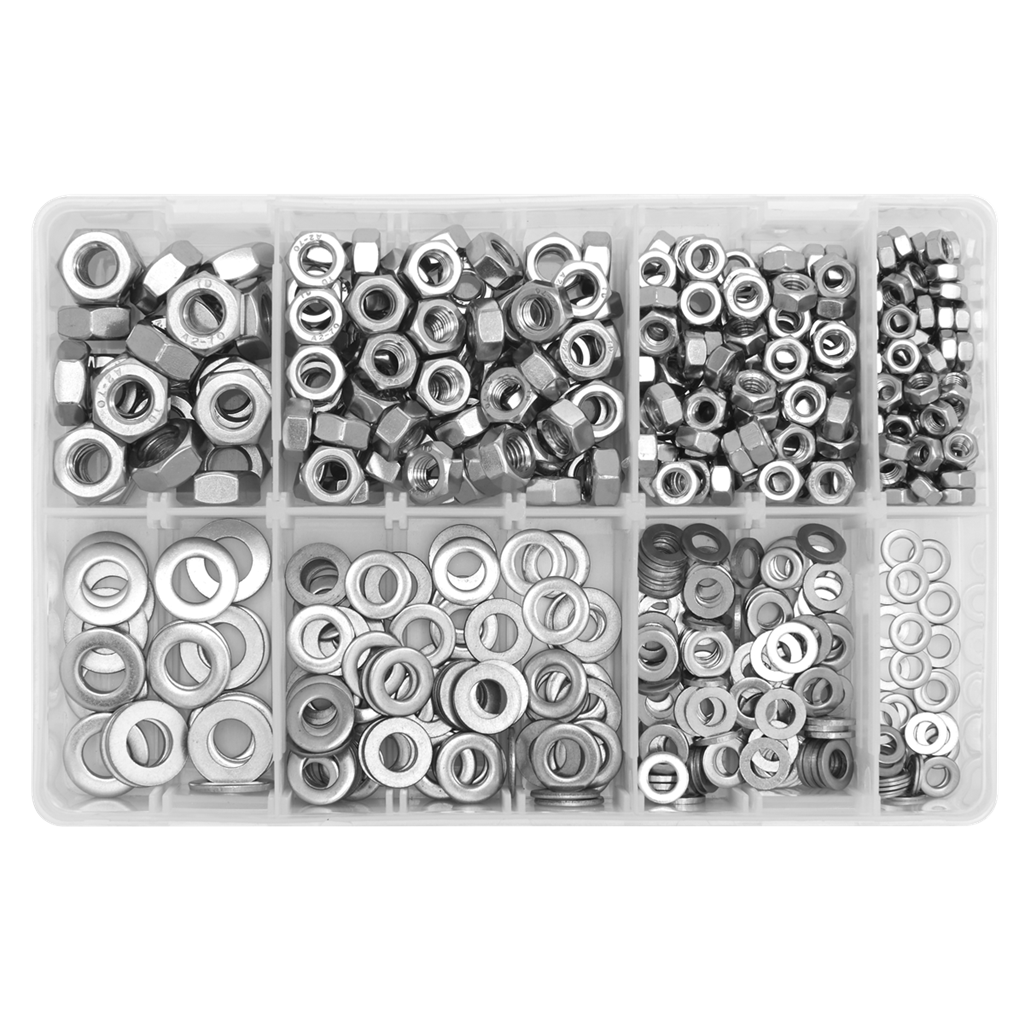 Stainless Steel Nut and Washer Assortment 500pc M5-M10
