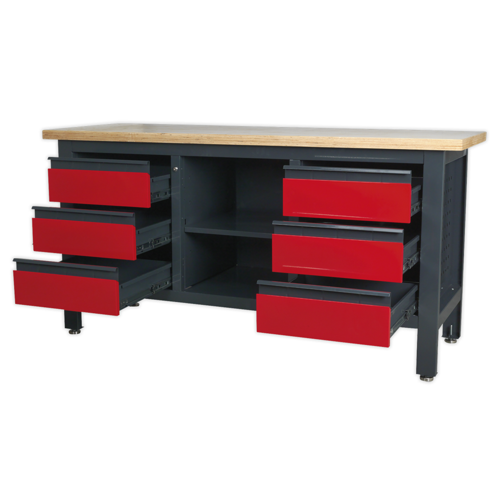 Workbench with 6 Drawers & Open Storage