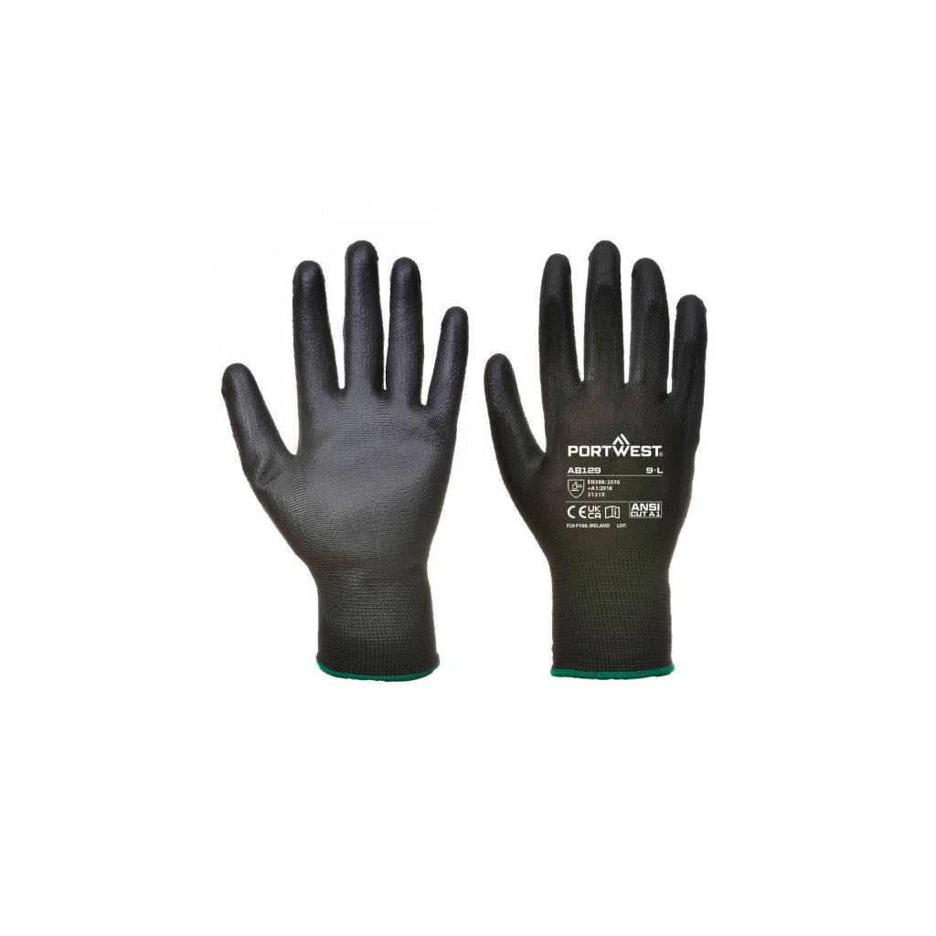 (PK12) BLACK PU PALM GLOVE L