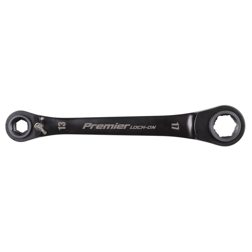 Premier Black 4-in-1 Reversible Lock-On? Ratchet Ring Spanner