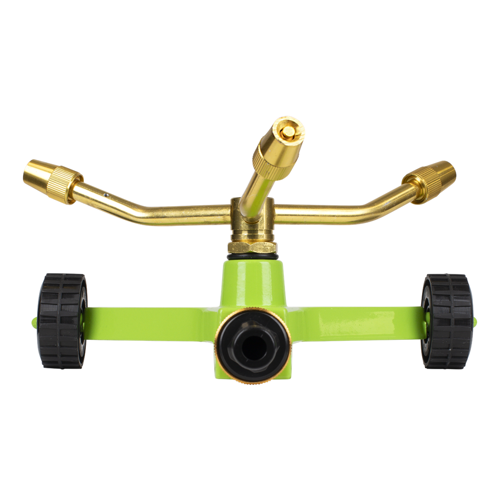 3-Arm Brass Sprinkler with Metal Wheeled Base