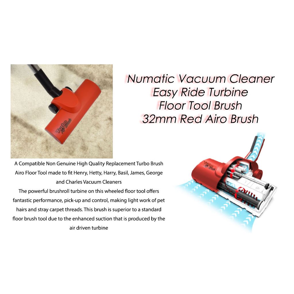 Numatic Vacuum Cleaner Easy Ride Turbine Floor Tool Brush 32mm Red Airo Brush by Yourspares
