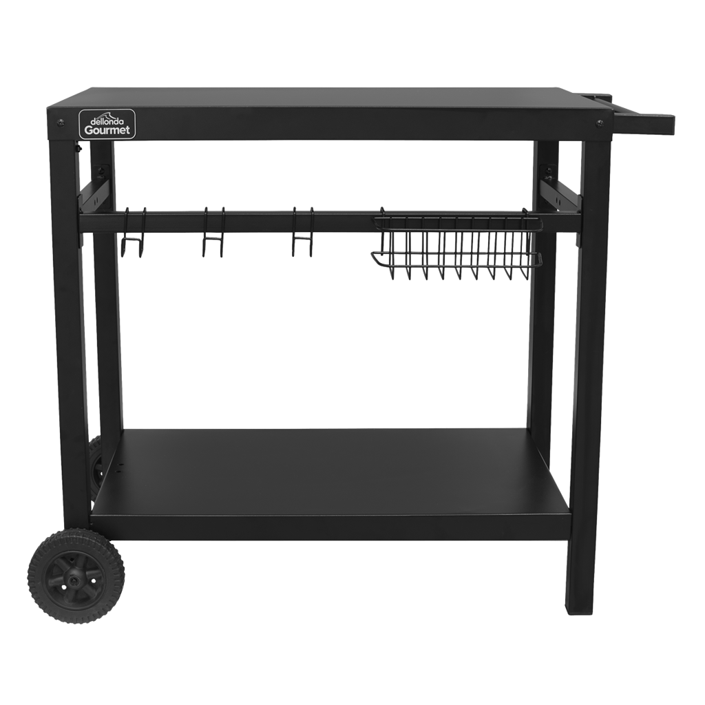 Dellonda BBQ & Plancha Trolley for Outdoor Cooking with Utensil Holder, Black - DG45
