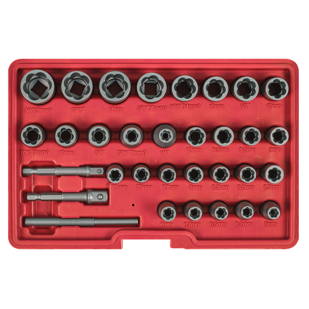 Slim Design Bolt & Nut Extractor Set 32pc