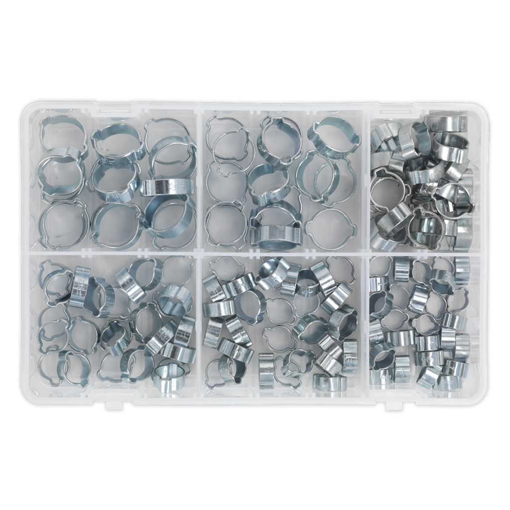 Zinc Plated O-Clip Double Ear Assortment 140pc