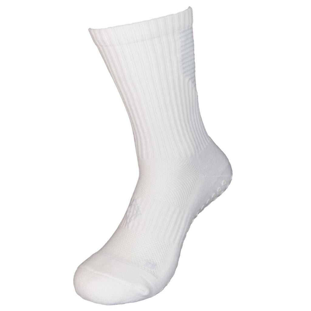 Ice - All White Midcalf Length Premium Grip Socks - Size M (6-9 UK)