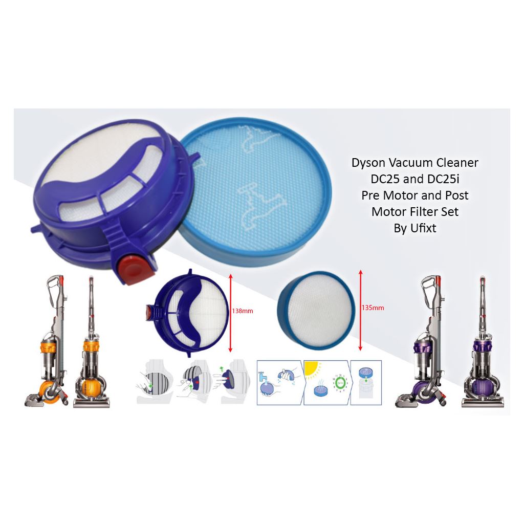 2 x Dyson DC25 & DC25i Pre-Motor and Post-Motor Filter Set | Compatible Non-Genuine Replacement by Ufixt