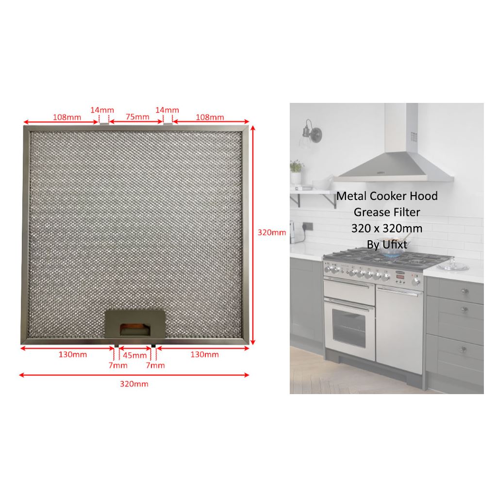 Universal Cooker Hood Metal Grease Filter 320mm x 320mm | Compatible Replacement by Ufixt